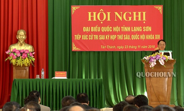 CHỦ NHIỆM ỦY BAN QUỐC PHÒNG VÀ AN NINH VÕ TRỌNG VIỆT TIẾP XÚC CỬ TRI LẠNG SƠN